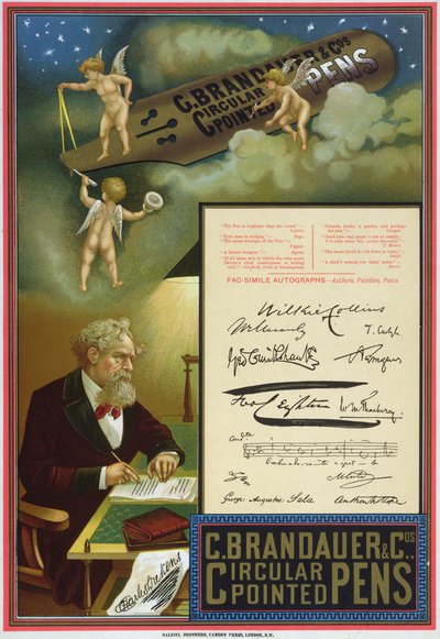 Advertisement for C. Brandauer und Co. Circular Pointed Pens by Dalziel Brothers
